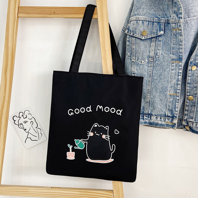 엘쏘 디자인 블랙 화이트 프린팅 에코백