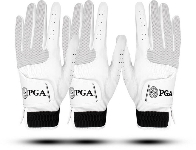 PGA투어 여성용 합피 골프 장갑 2102F 왼손착용 2p + 오른손착용 세트, 화이트