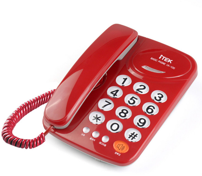 iTEK 가정 사무 매장용 착신램프 유선 집 전화기, IK-100(레드)