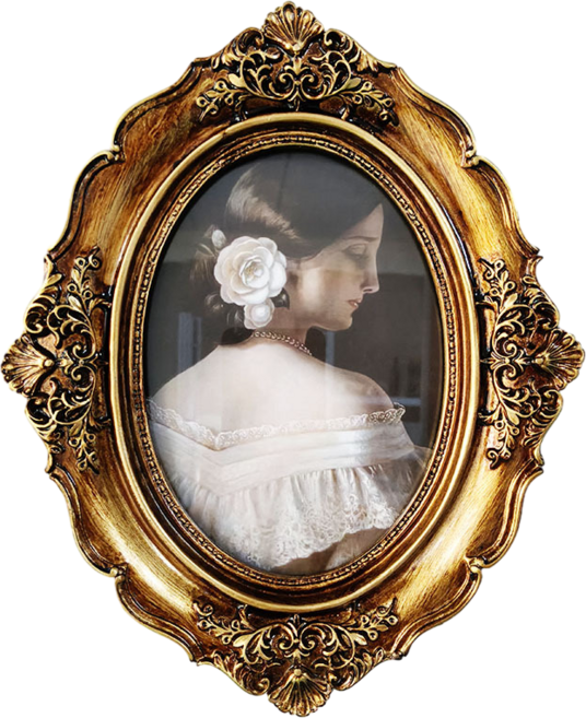 엑스터 유럽풍 앤틱 레진 타원 벽걸이 액자, 1개, 브라운