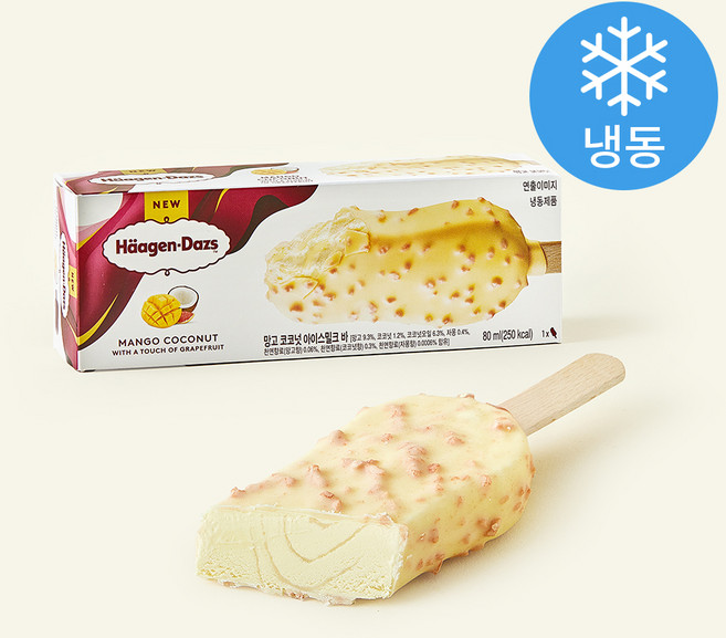 하겐다즈 망고 코코넛 앤 자몽 아이스밀크바 (냉동), 1개, 1개입, 80ml