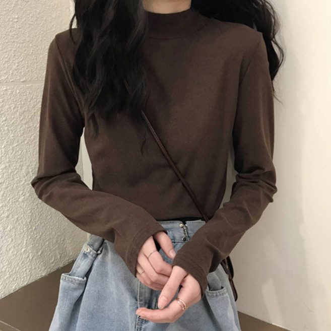 德普羅商務 女款半高領修身內搭基本款長袖T恤