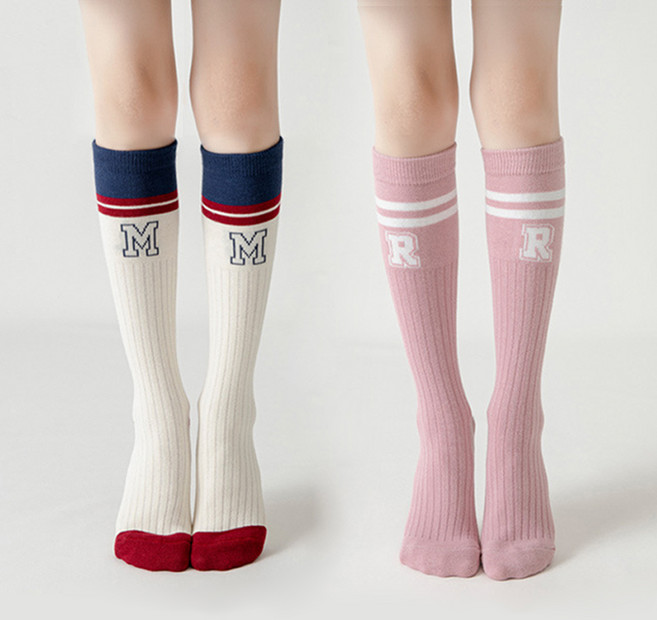 아이뿜 여아용 아이돌 스타 면 골지 니삭스 2족 세트 B103