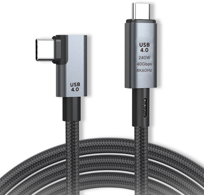 엠비에프 USB 4.0 C타입 M-C타입 M 240W 40Gbps 한쪽 ㄱ자 90도 꺽임 케이블, 1개, 1m