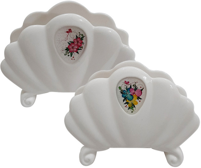 홈인테리어 압화 도자기 냅킨꽂이 2종, A형(수국), B형(조팝), 1개