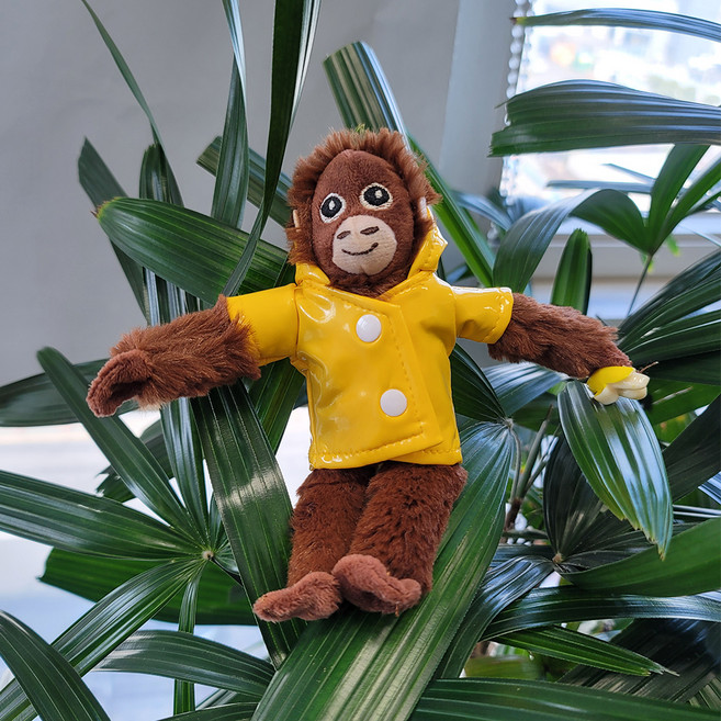 다다랜드 오숭이 원숭이 오랑우탄 키링 인형, 11cm, 노랑우비 바나나, 1개