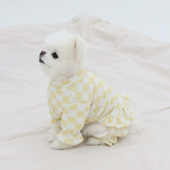 초코펫하우스 강아지 오가닉 파자마 올인원, 옐로우, 1개