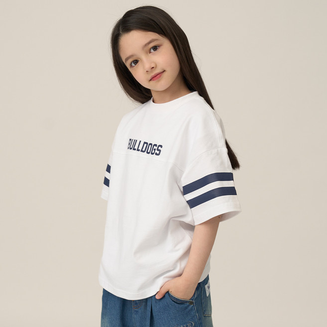 예일키즈 아동용 통기성 BULLDOGS 럭비 면 반팔 티셔츠 YJCCHSE23284