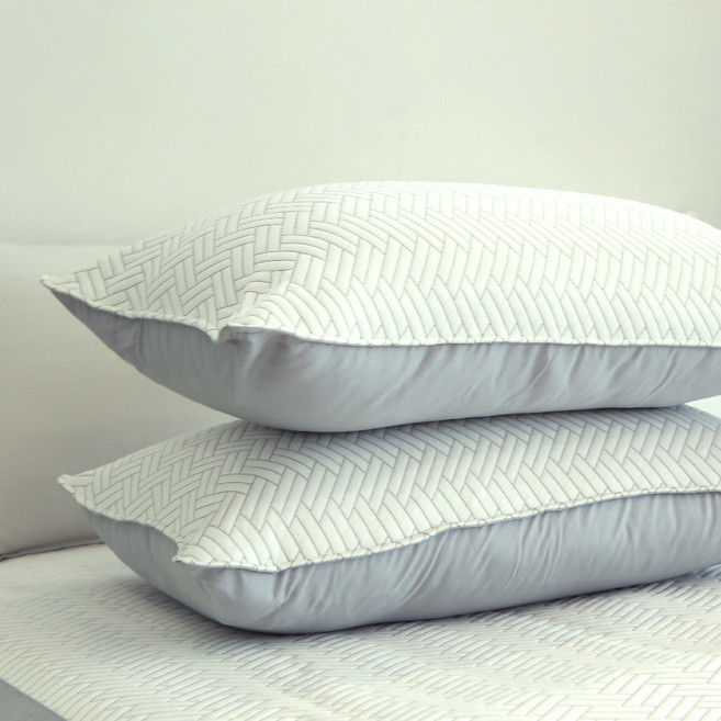 지베딩 3중직 듀라론 항균 냉감 베개커버 솜포함, 그레이, 2개