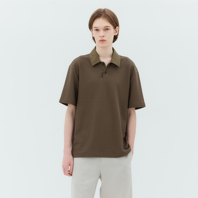 마인드브릿지 남성용 우븐 카라 배색 티셔츠 MYTS3105