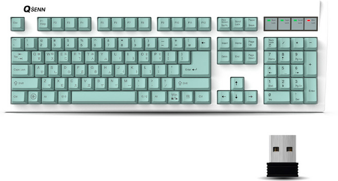 큐센 멤브레인 무선 일반형 키보드, 민트, SEM-DT35W