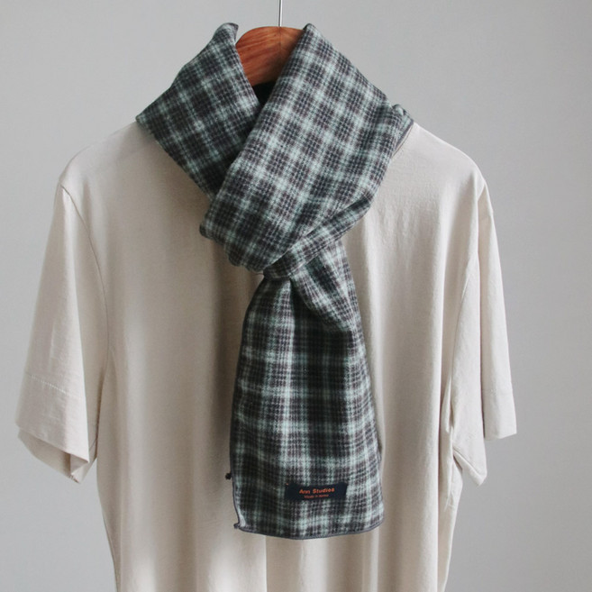 바비수 아코 기모 코튼 체크 머플러