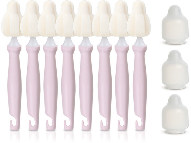 하이비 몽글이 미니솔 젖병 젖꼭지 세척솔 8p + 먼지캡 3p, 인디핑크, 1세트