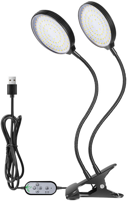 葉子小舖 防水雙頭夾式LED植物燈 自然光, 1個