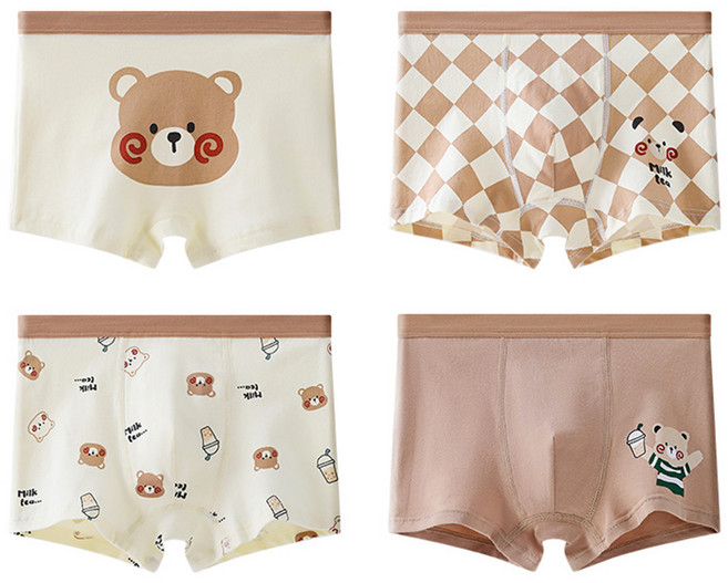 아이뿜 남아용 밀크티 곰돌이 사각 팬티 4종 세트 C41