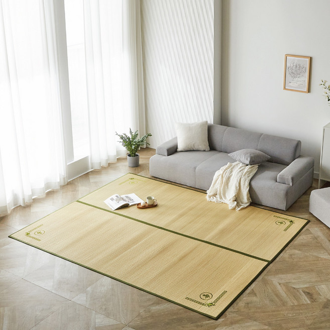 HanilMedical 2단 접이식 왕골자리, 그린