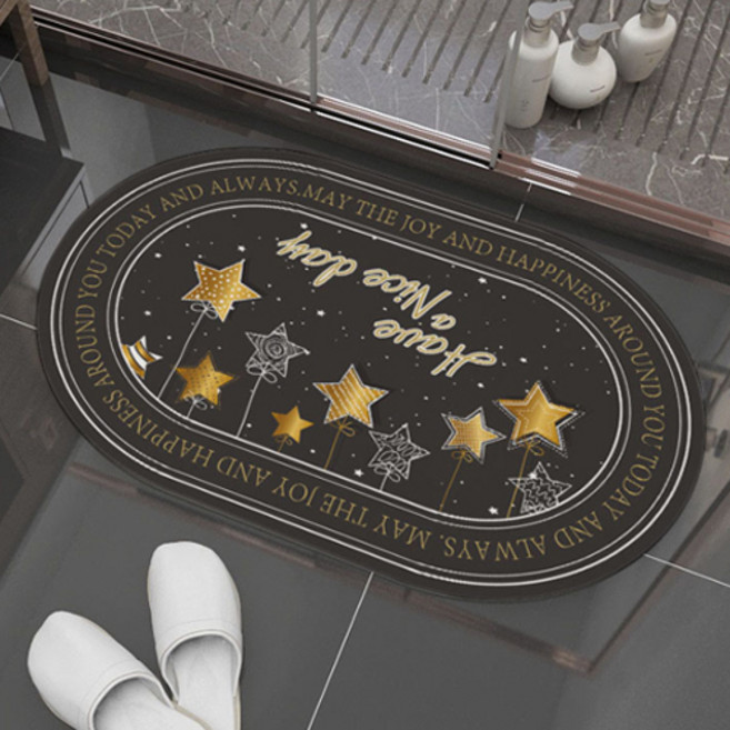 위더홈 뽀송 물 흡수 라운드 카페트, 블랙