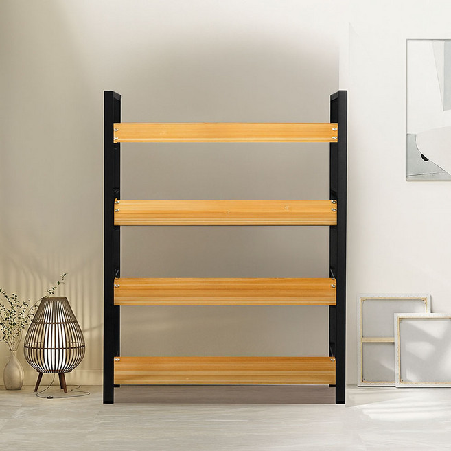 가구느낌 철제 인테리어 리버책장 900, 네추럴블랙, 4단