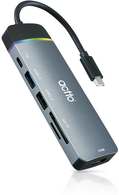 엑토 6in1 C타입 PD 미러링 카드리더 멀티허브 CRH-20, 그레이