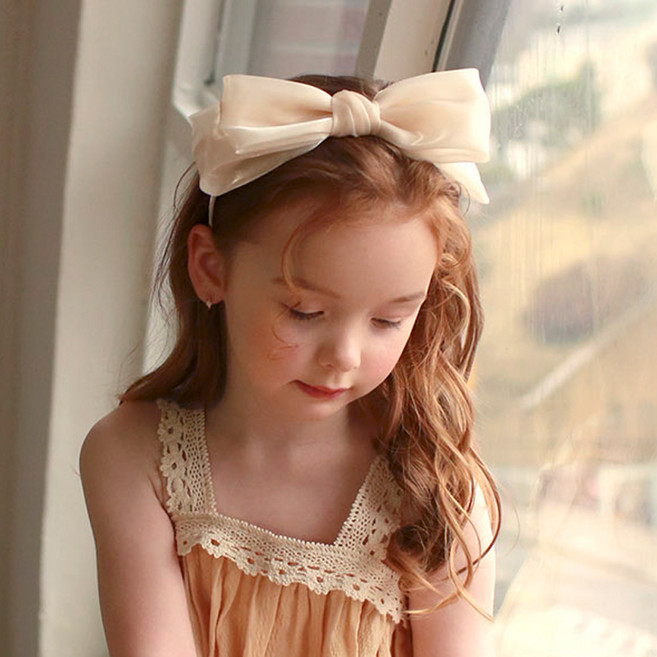 LuckyBambine 女童閃亮緞面蝴蝶結髮帶 兒童髮箍