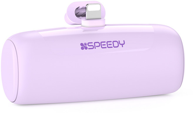 스피디 일체형 미니 도킹형 무선 보조배터리 5000mAh, SPE-B2PA5GPQ8P(8핀), 퍼플