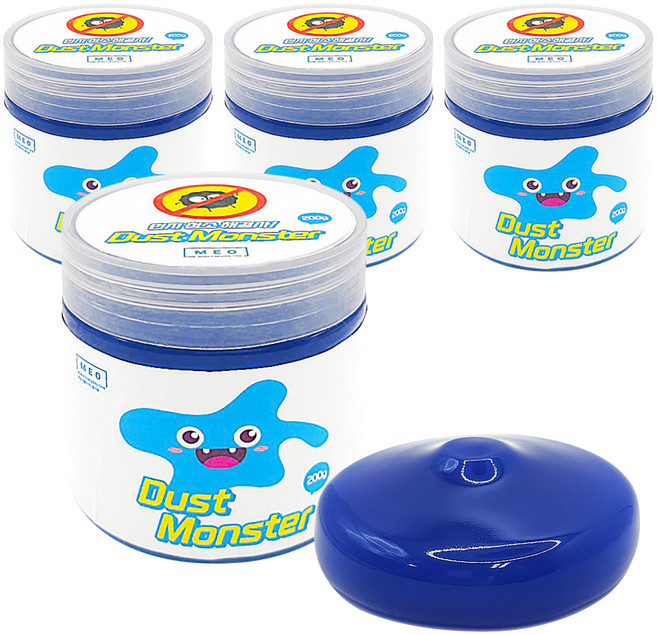 메오 먼지몬스터 클린 슬라임 먼지제거젤 200g, 4개, 블루