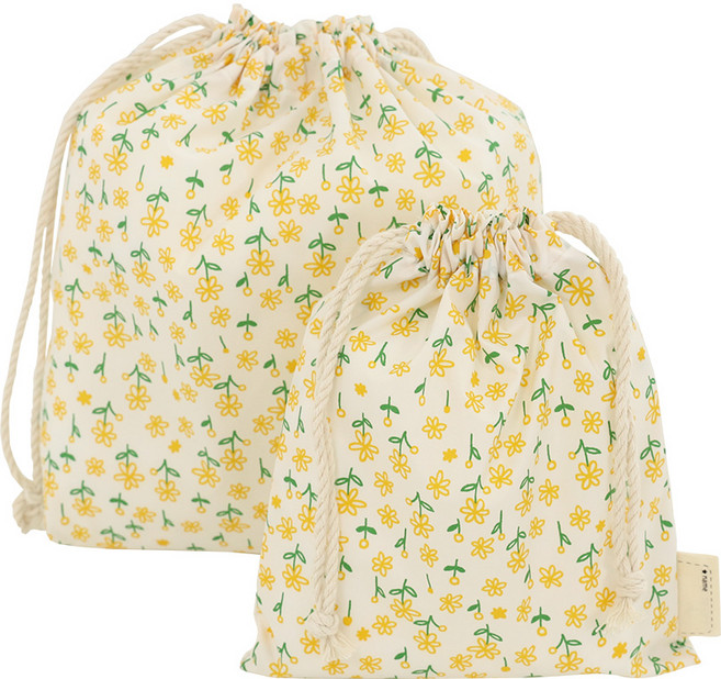 세맘스 마이미유 스트링 파우치 대형 + 소형 2종 세트, 옐로우