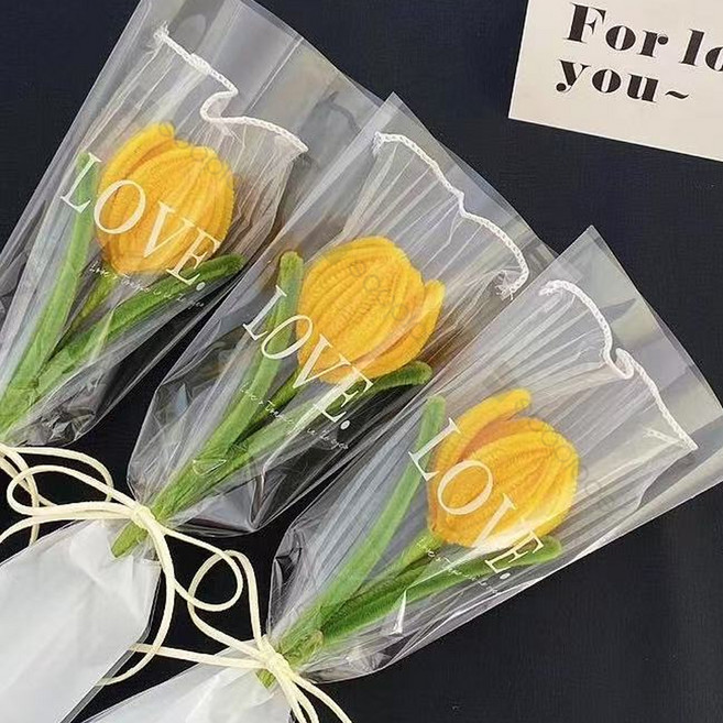 Souplace 紀念日 畢業典禮 禮物 毛根花 鬱金香 花朵 FREE S261-0203YFR, 黃色, 3個