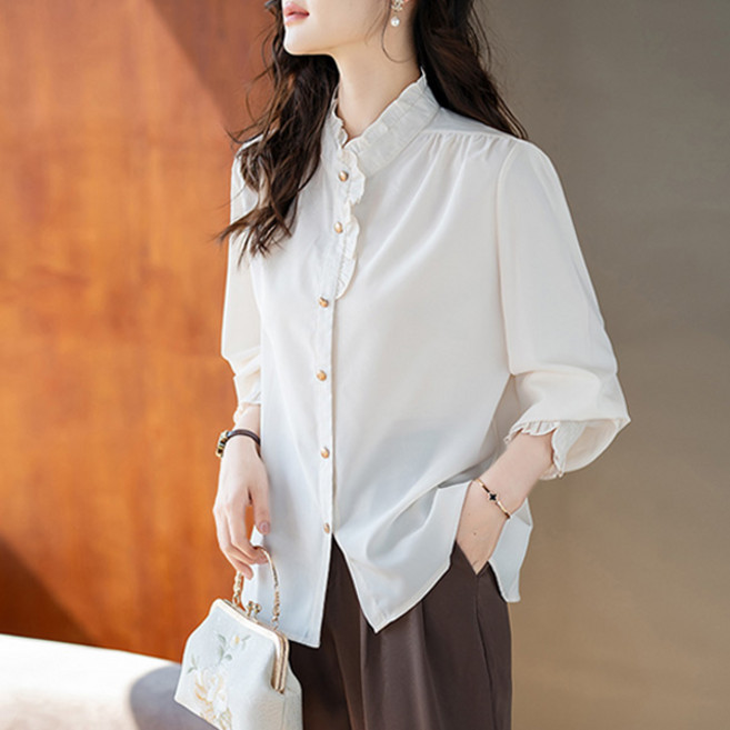 루나걸 여성용 포리터드 프릴 7부 소매 블라우스 L26SPBL012702