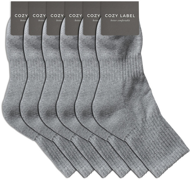 COZY LABEL 男士運動雙層氣墊中筒襪 6雙, 灰色