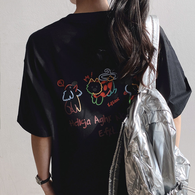 젤루나 여성용 순면 100 빅사이즈 롱 오버핏 박스 티셔츠 TH-76