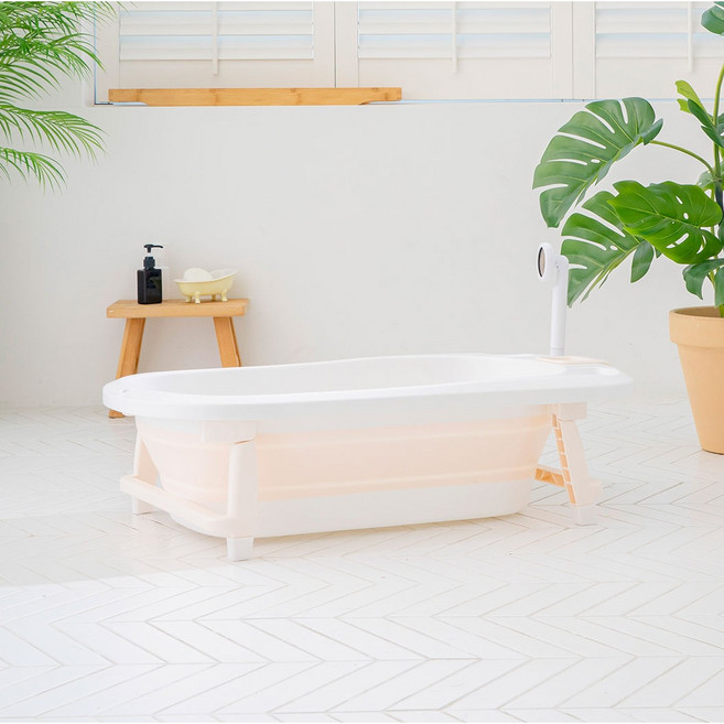 펫트리움 강아지 고양이 접이식 욕조, 베이지, 1개