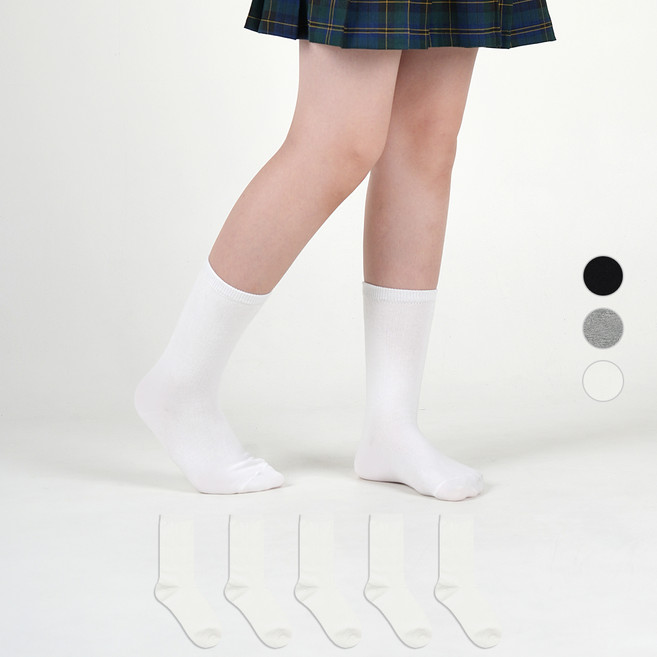 착한양말 아동용 데일리 무지 장목 양말 5켤레 세트