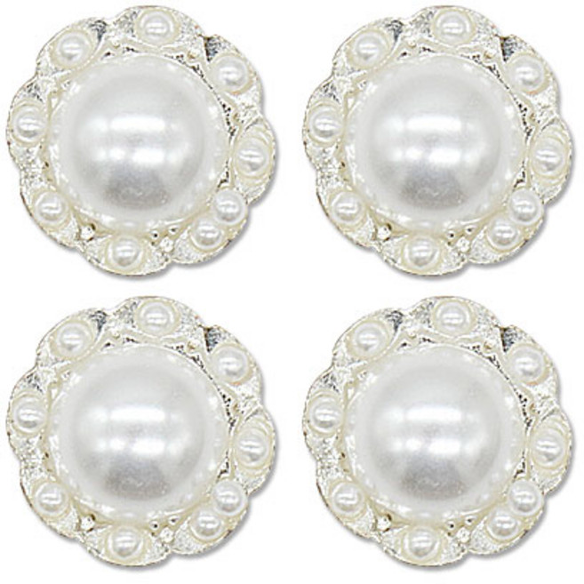 미니 큐빅 진주 보석 단추 썬플라워 15mm, 4개, 니켈