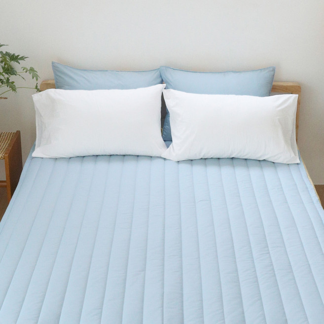 바자르 퓨어 코튼 순면 60수 아사 누빔 패드, 블루