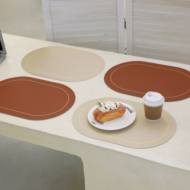 틸하우스 양면 테이블 매트 4p, 아이보리 + 브라운, 45 x 30 x 0.2 cm, 4개