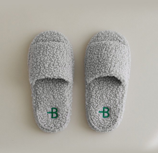 보웰 여성용 플러프 양털 뽀글이 털 실내화, 그레이, 1개