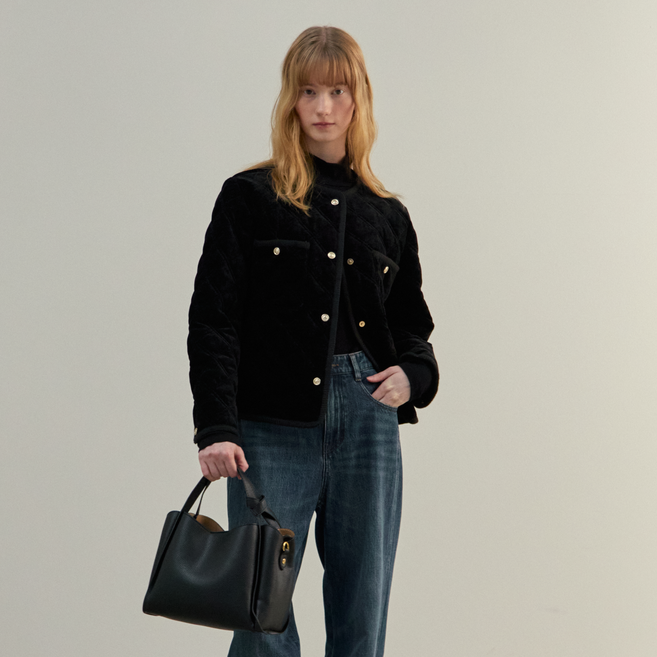 마인드브릿지 여성용 벨벳라이크 퀼팅점퍼 MZJP7202