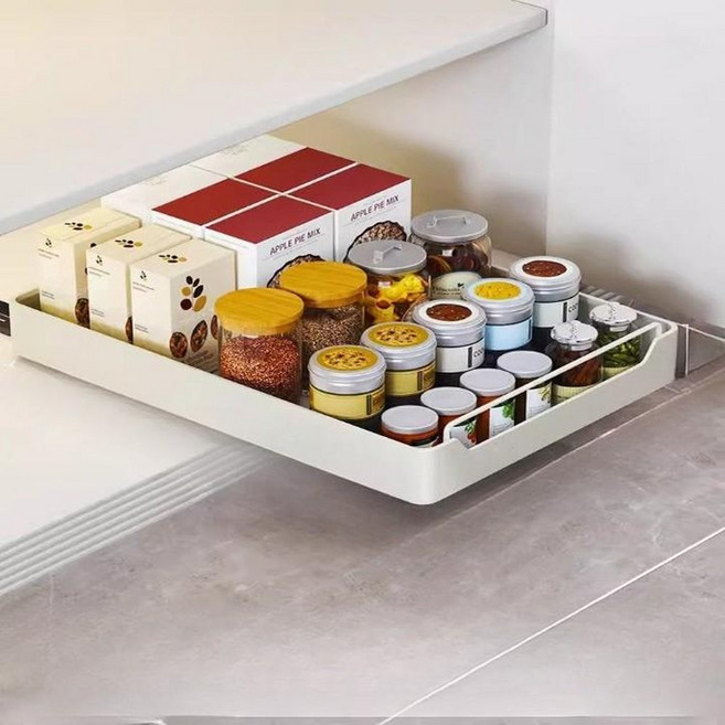 셀리빙 양념통 정리 주방 싱크대 슬라이딩 선반, 화이트, 1개
