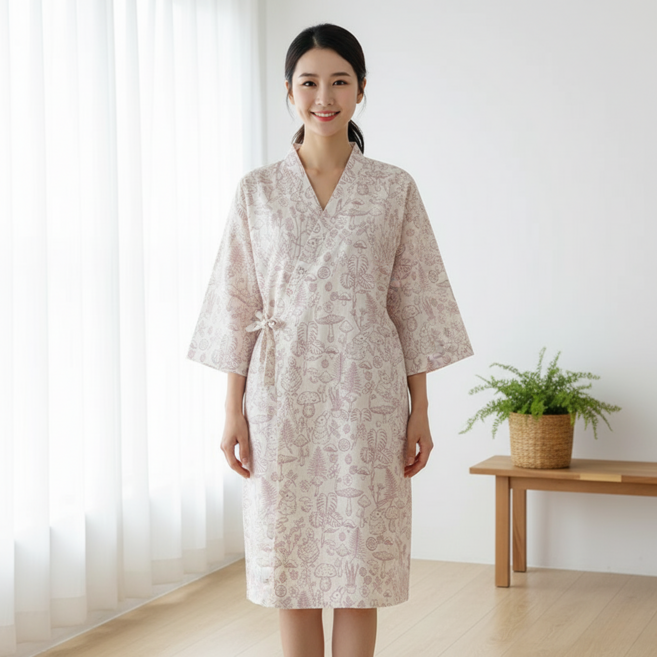 Marketpia 女性用純棉居家服罩袍浴衣睡衣