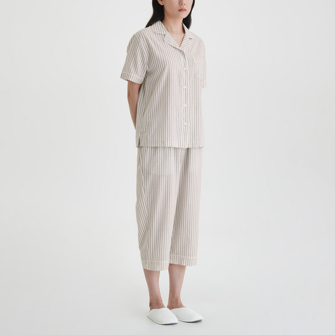 JAJU 여성용 라이트 코튼 7부 파자마 상의 하의