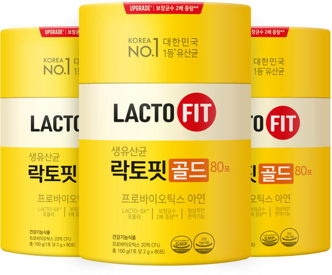 Chong Kun Dang 鍾根堂 LACTO-FIT 黃金益生菌, 80包, 3罐