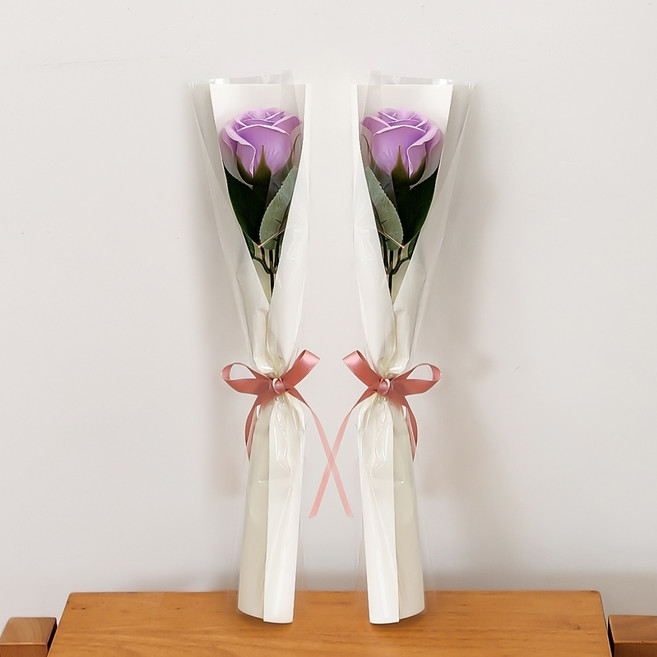 아스파시아 플르 장미 메시지 비누꽃 한송이 꽃다발 졸업 축하해 수고했어!, 라벤더, 2개