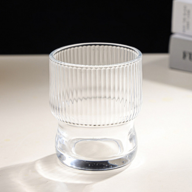 다파랑 유니크 쉐입 호로컵 요거트볼 유리잔 290ml HJ1282, 잔줄무늬, 4개