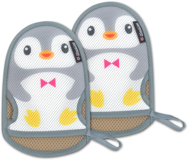 마니또 쥬쥬 유아 목욕장갑, 펭귄(어덜트), 2개