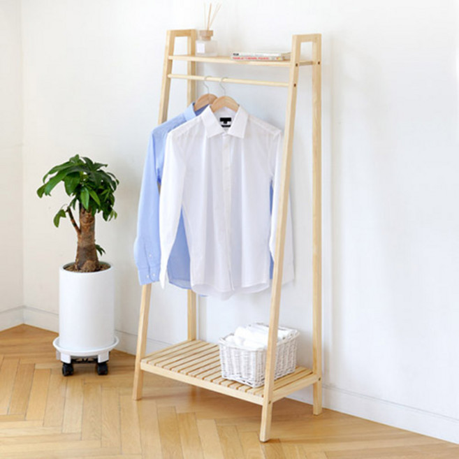 모노먼트 원목 2단 선반 행거