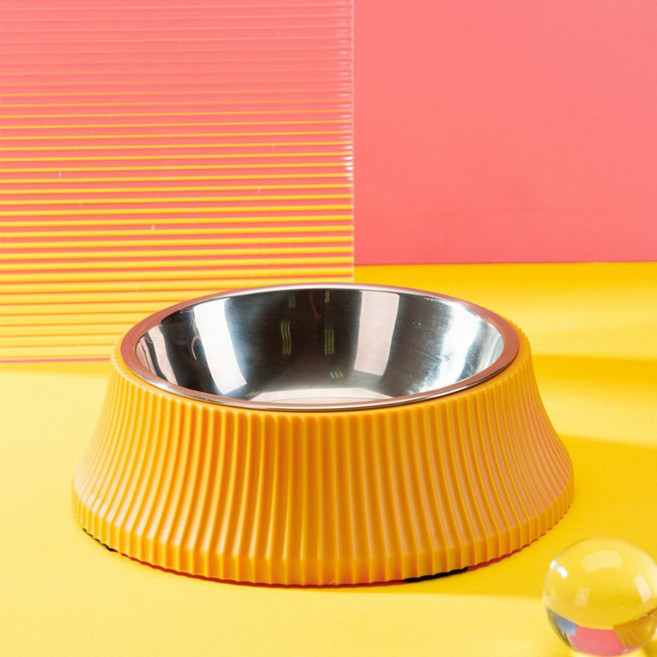 펫트너스 반려동물 레이스 식기 1구, 옐로우, 1개