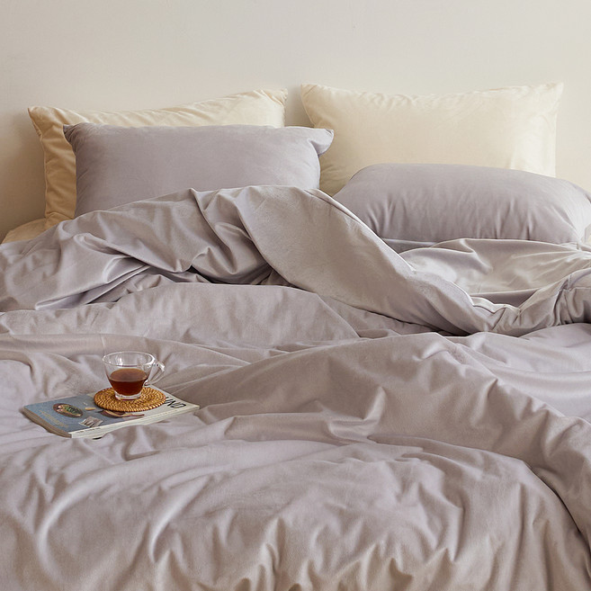 아임리빙 극세사 카라멜 호텔식 이불커버, 라이트그레이