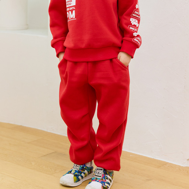 유라비 아동용 스택 파라슈트 기모 조거 팬츠