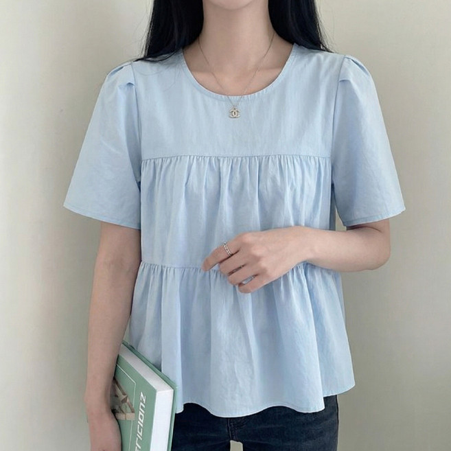 페이릿 여성용 셔링 포인트 플레어 티셔츠